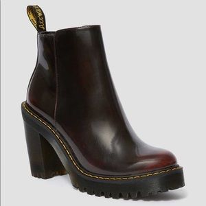 DR. MARTENS MAGDALENA ARCADIA CHERRY RED ANKLE BOOTIES SZ 8